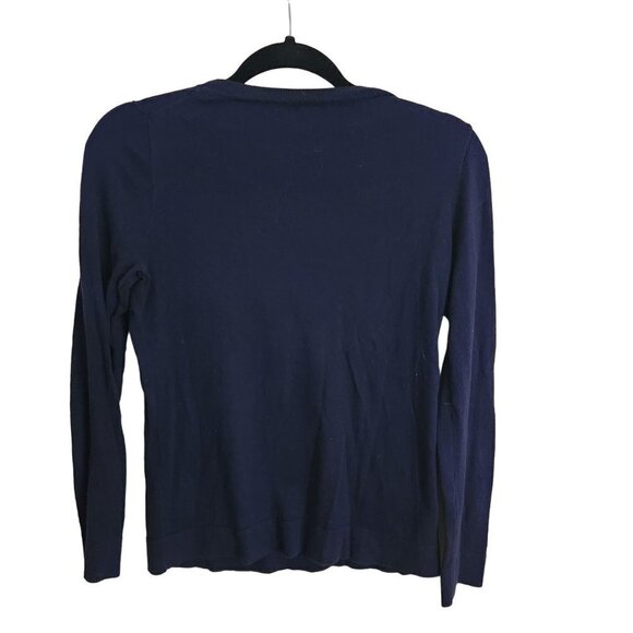 J.Crew Teddie Sweater Navy Hot Pink Embroidered Flamingo Size XS - Picture 3 of 6